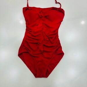 Jantzen Red One Piece Swimsuit with Sweetheart Neckline